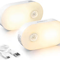Lyridz Rechargeable Battery Night Light with Motion Sensor, Portable Mini Warm White LED Stick-on Closet Light, Adjustable Brightness for Bathroom
