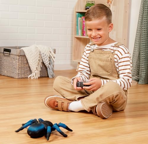 Terra by Battat – Remote Control Tarantula for Kids with LED Eyes – Realistic Spider Toy with Moving Legs, Fast Speed & 360° Spin – Blue RC Animal