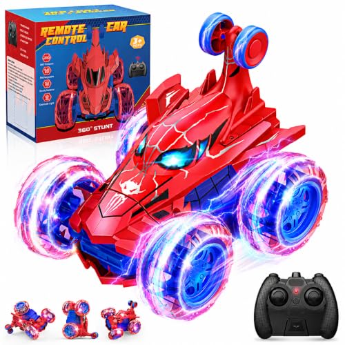 Spider remote control car rc cars toys,Cool rechargeable stunt rc car with 360 flips 4WD wheel with bright light,Fun outdoor toys gifts for kids
