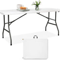 Folding Table 6FT HDPE 6 Foot Foldable Table Portable Banquet Surface Fold-in-Half Desk Utility for Working Meeting Parties, Picnic, Camping