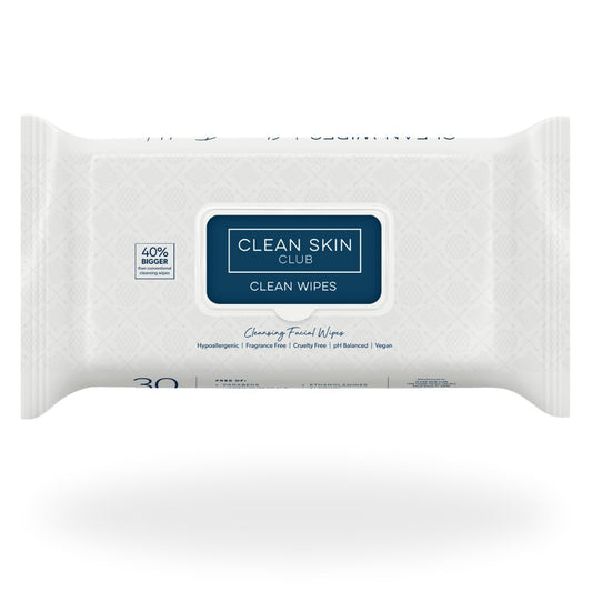 Clean Skin Club XL Premium Face Wipes, Extra Moist Makeup Removing Towelettes, Facial Cleansing Cloth, Fragrance Free, No Alcohol or Chemicals, (30