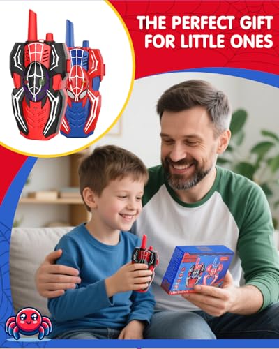 Spider Hero Walkie Talkies for Kids – 2 Pack Indoor & Outdoor Toys for Boys Ages 3-8, Birthday Gift for Children, Fun Two-Way Radios for Playtime