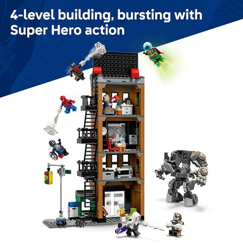 LEGO Marvel Spider-Man vs. Mysterio: The Daily Bugle Building Toy - Pretend Play Set with 7 Minifigures & Rhino Mech - Super Hero Toy for Boys