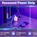AODK L Shaped Desk Gaming Desk with LED Light & Power Outlet, 53 Inch Reversible L Shaped Computer Table with Shelf & Storage Bag & Hook for Home