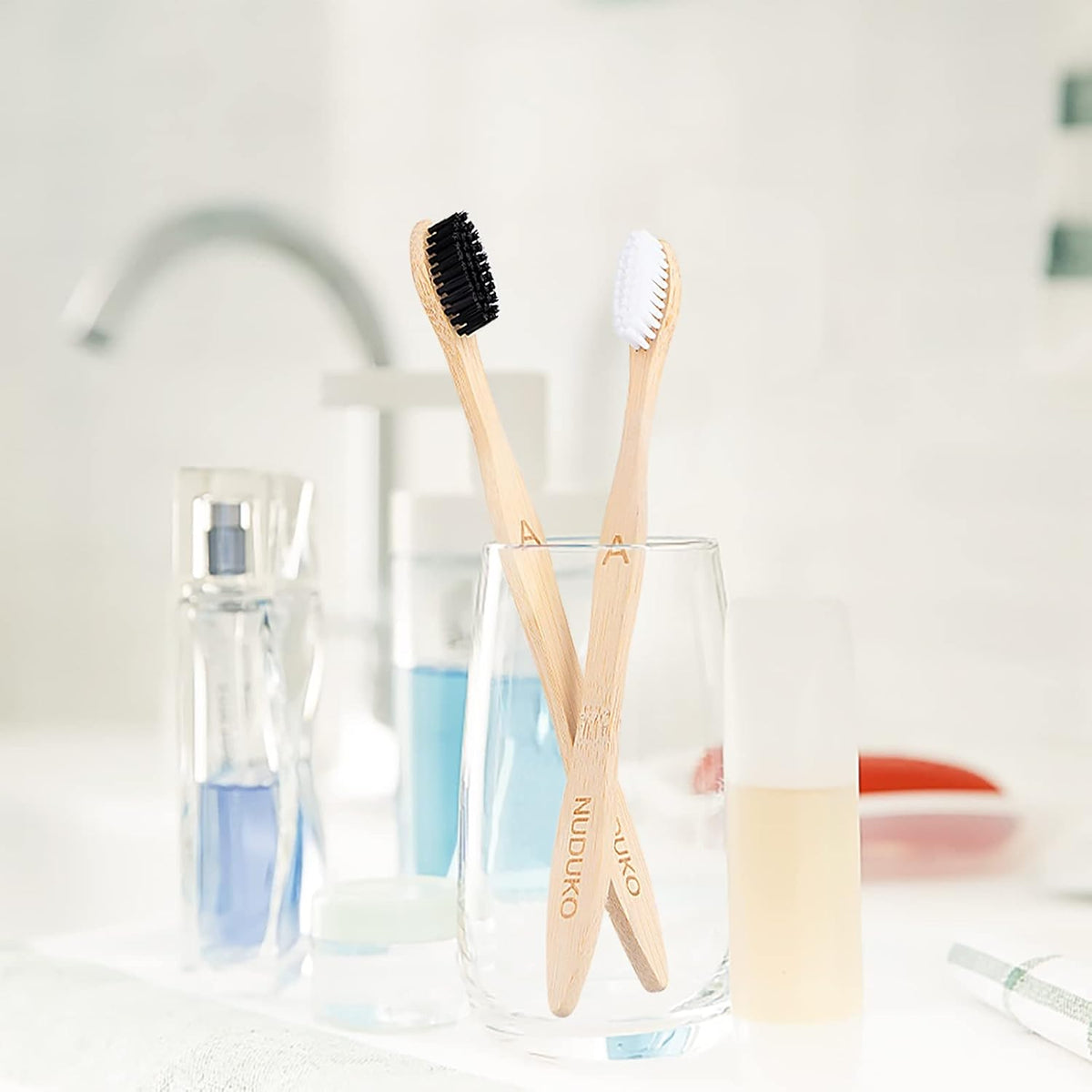 Bamboo Toothbrushes Biodegradable Toothbrush 10 Pack - Eco-Friendly, Natural Wooden Tooth Brush, BPA Free Travel Size Organic Soft Bristle