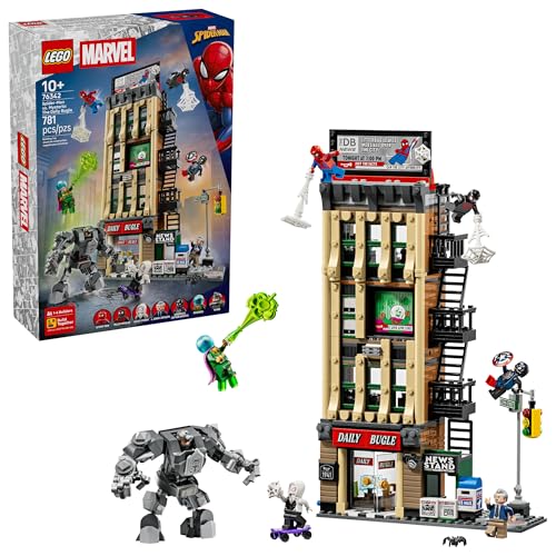LEGO Marvel Spider-Man vs. Mysterio: The Daily Bugle Building Toy - Pretend Play Set with 7 Minifigures & Rhino Mech - Super Hero Toy for Boys