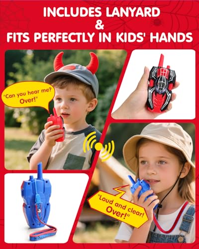 Spider Hero Walkie Talkies for Kids – 2 Pack Indoor & Outdoor Toys for Boys Ages 3-8, Birthday Gift for Children, Fun Two-Way Radios for Playtime