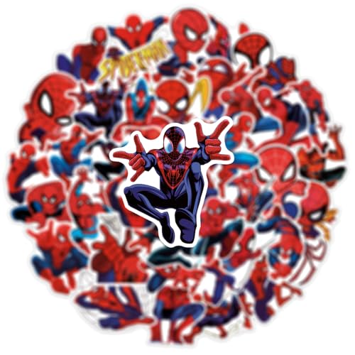 50pcs Spiderman Stickers for Water Bottle, Cool SuperHero Movie Waterproof Vinyl Decal for Kids Teen Adult Laptop Skateboard Phone Travel Case Bike