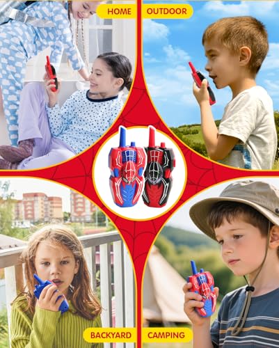 Spider Hero Walkie Talkies for Kids – 2 Pack Indoor & Outdoor Toys for Boys Ages 3-8, Birthday Gift for Children, Fun Two-Way Radios for Playtime
