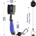THIODOON 2 Pack Golf Club Brushes and Groove Cleaner 2 ft Retractable Zipline Carabiner Golf Brush Head with Retractable Spike Comfortable Grip Golf