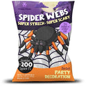 Happy Hippo Halloween Spider Web Decoration, 200 Sqare Feet & Plastic Spiders, Halloween Party Supplies, Spider Webs (Small, 200 Sq Feet) (8 Fake
