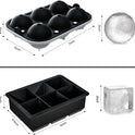 ROTTAY Ice Cube Trays (Set of 2), Sphere Ice Ball Maker with Lid & Large Square Ice Cube Maker for Whiskey, Cocktails and Homemade, Keep Drinks