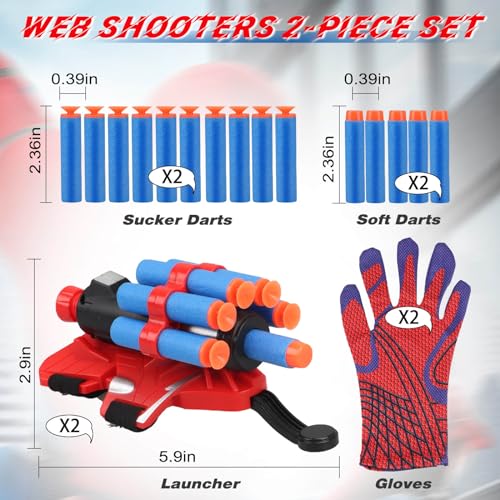 JONEG Web Shooters Toy for Kids 2 Pack, Toy for 3 4 5 6 7 8 Year Old Boy, Web Slinger with Spider Glove Launcher, Toys for Boys 4-6 6-8, Birthday
