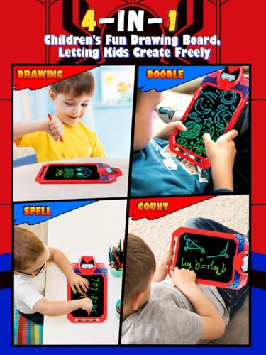 LCD Writing Tablet for Kids 10 Inch Spider Hero for Toddler 3 4 5 6 7 8 - Paint, Doodle Board, Drawing Pad - Travel Toys, Road Trip Car Activities