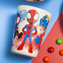 Zak Designs Marvel Spider-Man Dinnerware Set for Kids Includes 8" Plate, 6" Bowl, and 10oz Tumbler, Durable and Sustainable Melamine Bamboo Material