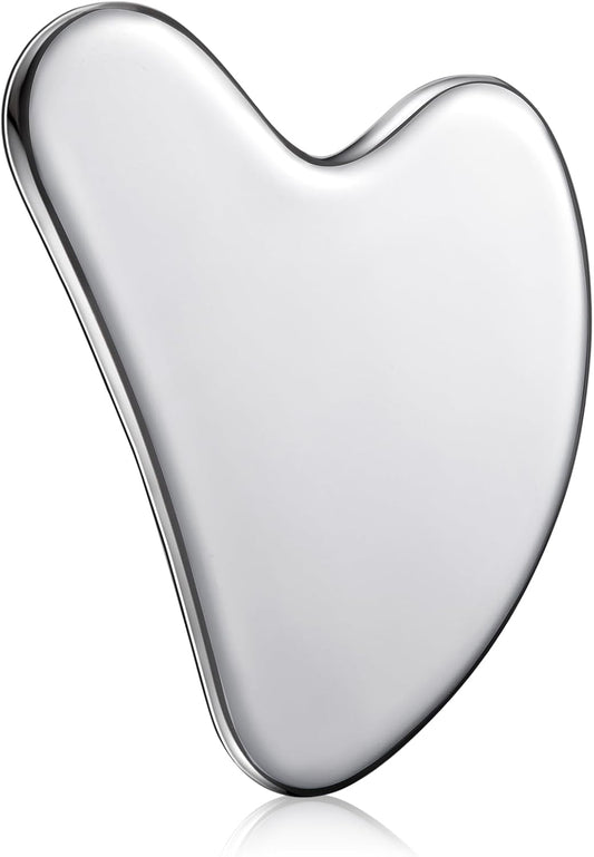 Nuanchu Stainless Steel Gua Sha Facial Tools Metal Guasha Tool for Face Body Jawline Shaper, Double Chin Reducer, Puffiness Reducing, Lymphatic
