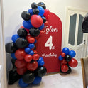 Red Blue Black Balloons, 12 Inch Royal Blue Red Confetti Latex Balloon with Black Helium Balloon Kit for Boys Spider Cool Man Halooween Theme