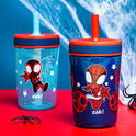 Zak Designs Marvel Spider-Man Kelso Toddler Cups for Travel or at Home, 15oz 2-Pack Durable Plastic Sippy Cups with Leak-Proof Design is Perfect for