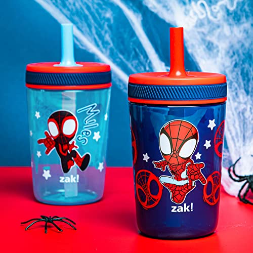Zak Designs Marvel Spider-Man Kelso Toddler Cups for Travel or at Home, 15oz 2-Pack Durable Plastic Sippy Cups with Leak-Proof Design is Perfect for