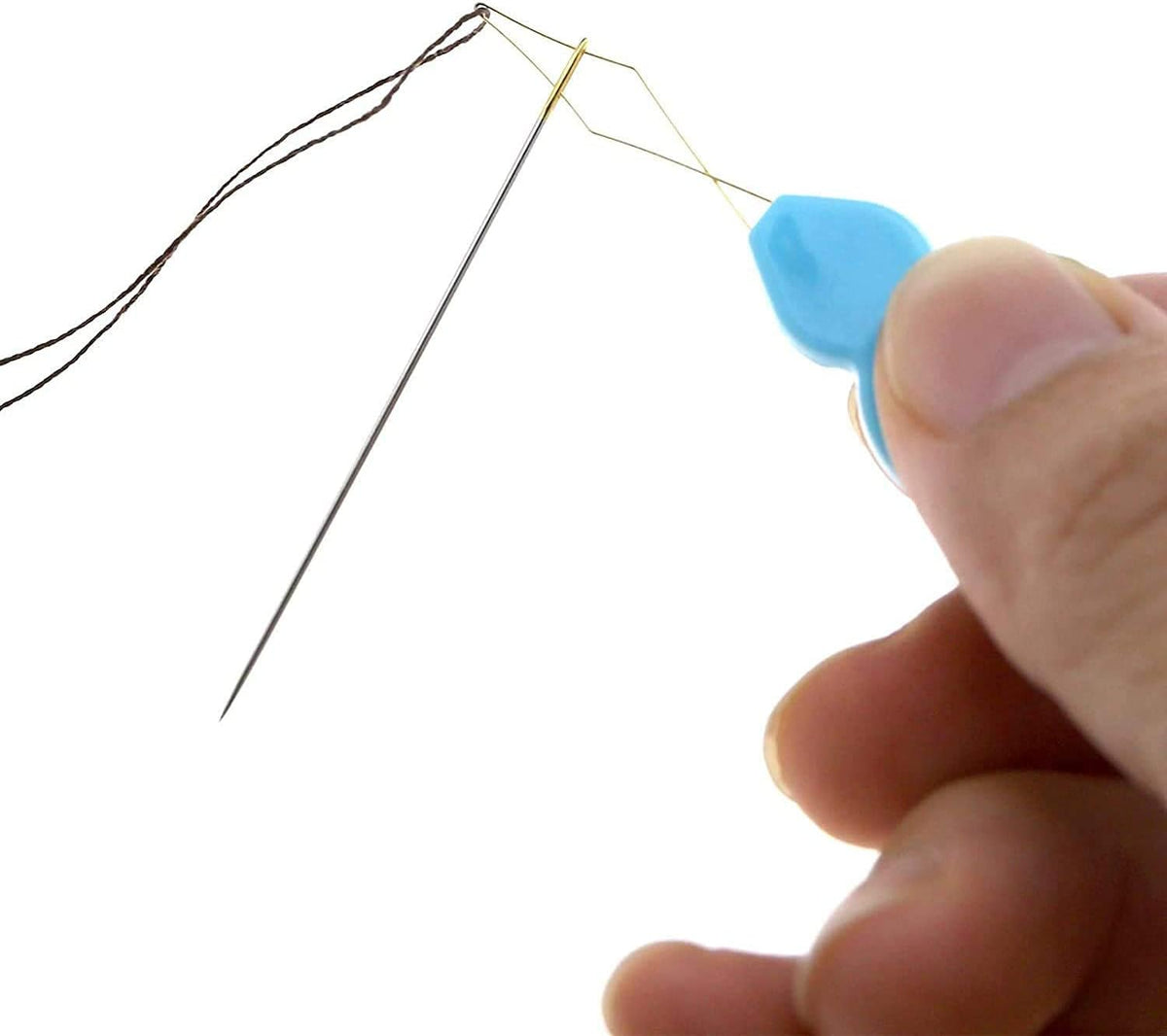 30 Pieces Gourd Shaped Plastic Needle Threaders, Plastic Wire Loop DIY Needle Threader Hand Machine Sewing Tool for Sewing Crafting with Clear Box, 4