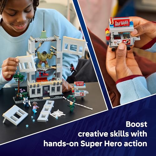 LEGO Marvel Spider-Man vs Hulk Epic Clash - Super Hero Building Toy for Boys & Girls, Ages 8+ - Includes 5 Minifigures & Hulk Figure - Spider-Man Toy