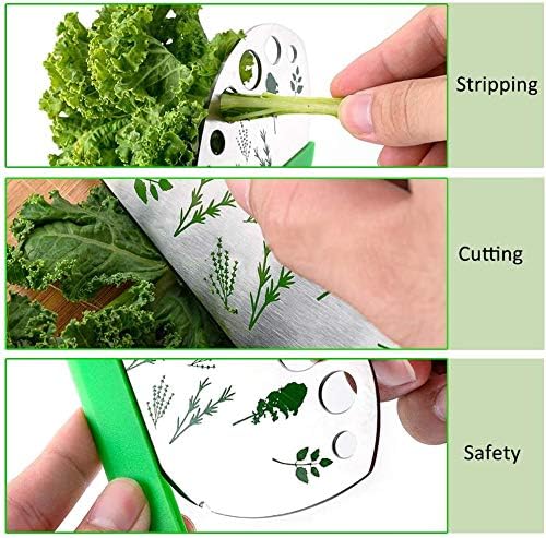 Herb Stripper, Jiaedge Green 9 holes Stainless Steel Kitchen Herbs Leaf Stripping Tool, Metal Herb Peeler for Kale, Collard Greens, Thyme, Basil