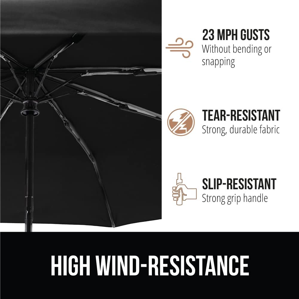 GORILLA GRIP Strong Windproof Stick Compact Umbrella for Rain, One-Click Automatic Open and Close, Durable Quick Dry Waterproof Material, Lightweight