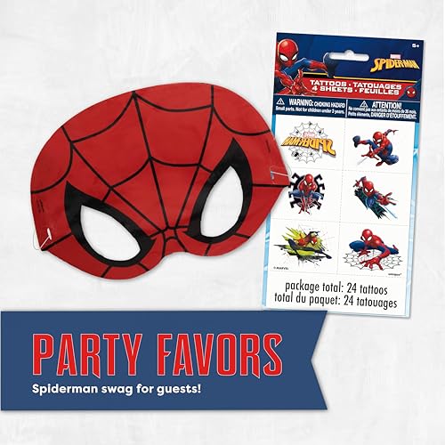 Spiderman Birthday Decorations | Spiderman Party Supplies | Serves 16 Guests | Marvel Superhero Spidey and His Amazing Friends | Table Cover, Spider