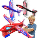 Cool Airplane Launcher Toy with Glowing Eyes & Web-Pattern Wings,2 Flight Modes Outdoor Games for Kids,Boys Toys Age 3-12,Birthday Gifts for 3 4 5 6