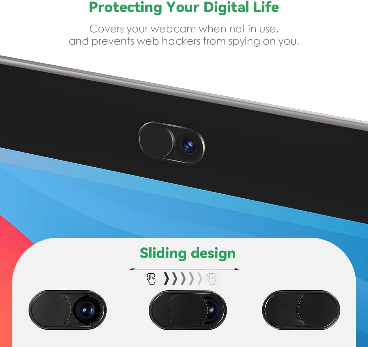 CloudValley Webcam Cover Slide[2-Pack], 0.023 Inch Ultra-Thin Metal Web Camera Cover for Macbook Pro, iMac, Laptop, PC, iPad Pro, iPhone 8/7/6 Plus