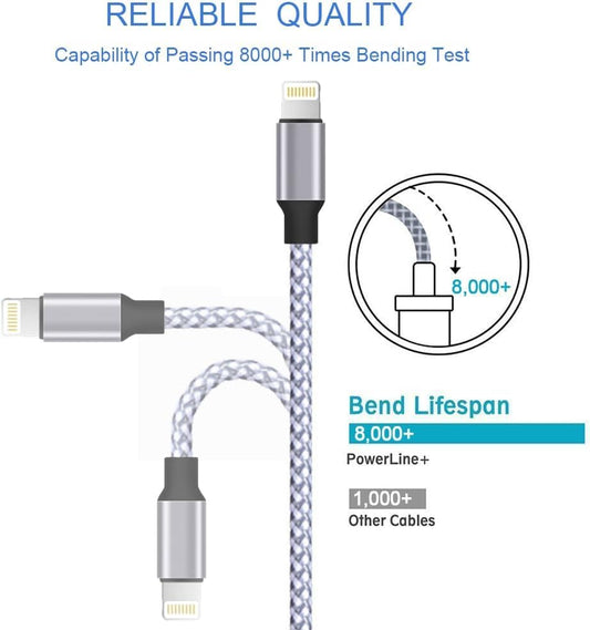 TAKAGI for iPhone Charger, [MFi Certified] Lightning Cable 3PACK 6FT Nylon Braided USB Charging Cable High Speed Transfer Cord Compatible with iPhone