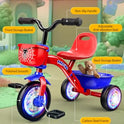 Tricycle for Toddlers 1-3 3-5 Year Olds, Spider Toddler Bike Baby Balance Bike with Colorful Lighting Wheels & Large Basket, Birthday Gift and Toy