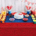 3Pcs Spider Web Themed Birthday Party Tablecloths Decorations,Red Blue Hero Plastic Table Cover Disposable Rectangle Table Cloth for Baby Shower Kids