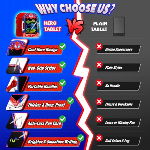 Cool LCD Writing Tablet with Web Stylus & Web Grip–Fun Doodle Board for Kids, Colorful Drawing Pad Toys Birthday Gifts for 3 4 5 6 7 8 10 Year Old