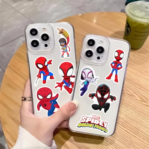 50pcs Cartoon Spider-Man Stickers for Kids,Lovely Hero and His Amazing Friends Vinyl Waterproof Decal for Water Bottle Laptop Toy Sticker for DIY