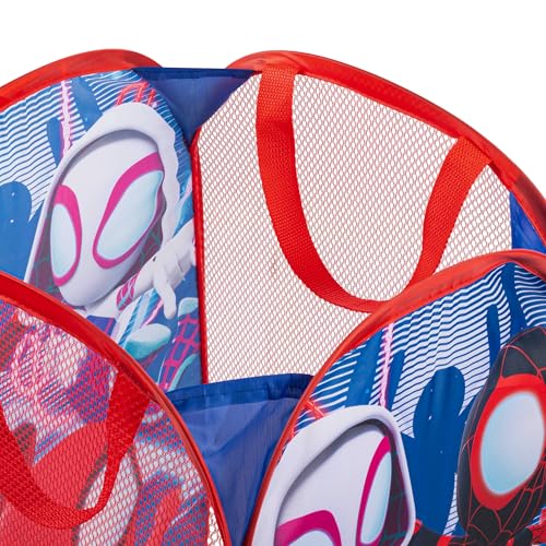Jay Franco Marvel Spidey & His Amazing Friends Pop Up Hamper - Ghost Spider and Miles Morales Mesh Laundry Basket/Bag with Durable Handles - Storage