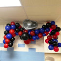 Red Blue Black Balloons, 12 Inch Royal Blue Red Confetti Latex Balloon with Black Helium Balloon Kit for Boys Spider Cool Man Halooween Theme