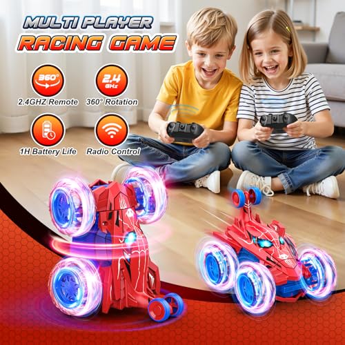Spider remote control car rc cars toys,Cool rechargeable stunt rc car with 360 flips 4WD wheel with bright light,Fun outdoor toys gifts for kids
