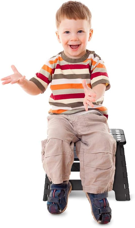 ACSTEP Folding Step Stool 9'' Tall Kids Step Stool Holds Up to 300 lb Plastic Foldable Step Stools for Kids Non-Slip Surface with Carry Handle
