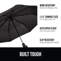 GORILLA GRIP Strong Windproof Stick Compact Umbrella for Rain, One-Click Automatic Open and Close, Durable Quick Dry Waterproof Material, Lightweight