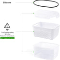 5 PCS Large Fruit Containers for Fridge - Leakproof Food Storage Containers with Removable Colander - Dishwasher & microwave safe Produce Containers