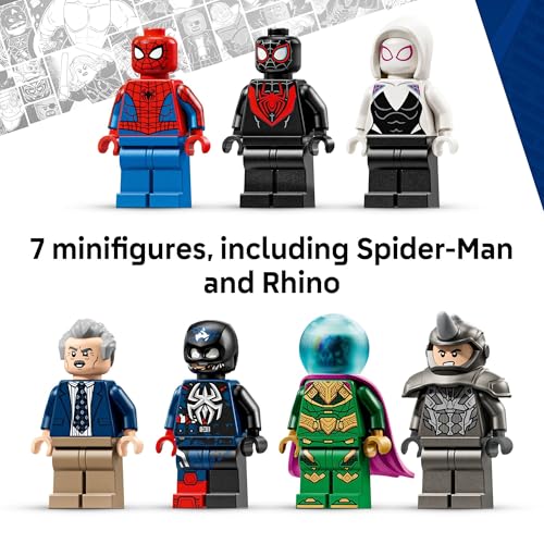 LEGO Marvel Spider-Man vs. Mysterio: The Daily Bugle Building Toy - Pretend Play Set with 7 Minifigures & Rhino Mech - Super Hero Toy for Boys