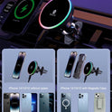 MOKPR for Magsafe Car Mount Charger-15W Wireless Car Charger-Magnetic Car Phone Holder for Dash Air Vent-LED RGB HandsFree Car Mount Fast Car Charger