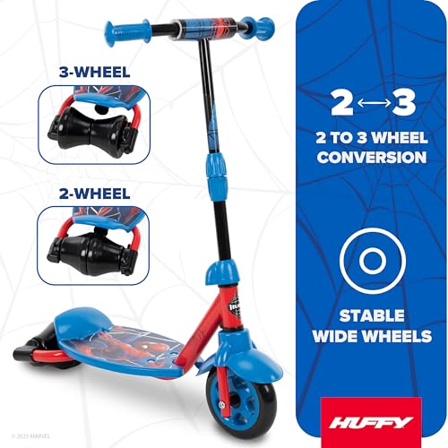 Huffy Toddler 3-Wheel Scooter for Kids, Multiple Colors & Licensed Character Graphics, Ages 3+, Durable Steel Frame, Wide Non-Slip Deck, Stable