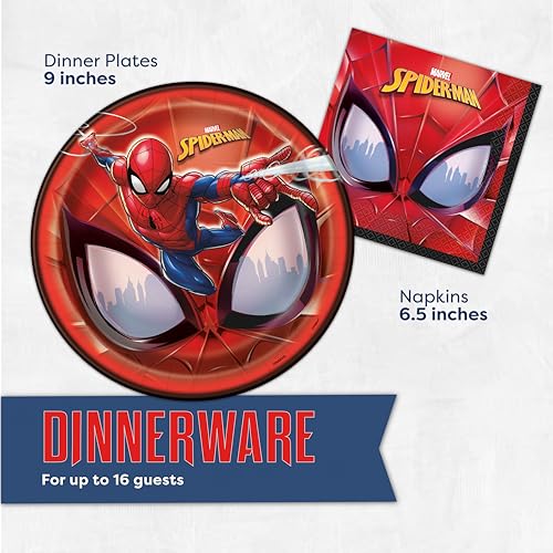 Spiderman Birthday Decorations | Spiderman Party Supplies | Serves 16 Guests | Marvel Superhero Spidey and His Amazing Friends | Table Cover, Spider