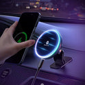 MOKPR for Magsafe Car Mount Charger-15W Wireless Car Charger-Magnetic Car Phone Holder for Dash Air Vent-LED RGB HandsFree Car Mount Fast Car Charger