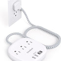 Flat Plug Power Strip, 6ft Ultra Flat Extension Cord - 3 Outlets 4 USB Ports (2 USB C) 22.5W/4.5A Desktop Charging Station, Power Strip No Surge