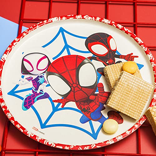 Zak Designs Marvel Spider-Man Dinnerware Set for Kids Includes 8" Plate, 6" Bowl, and 10oz Tumbler, Durable and Sustainable Melamine Bamboo Material
