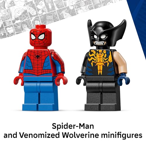 LEGO Marvel Spider-Man Car vs. Venomized Wolverine Building Toy for Boys & Girls - Super Hero & Villain Playset W/2 Marvel Minifigures - Gift Idea