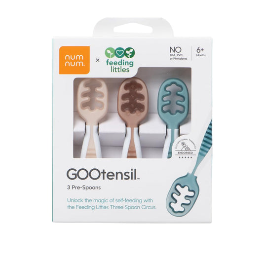 NumNum Baby Spoons Set, Feeding Littles x Silicone Pre-Spoon GOOtensils for Baby Led Weaning, Self-Feeding & Teething, First Stage Toddler Utensils